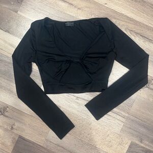 White Fox Atheltic Workout Crop with partial open front